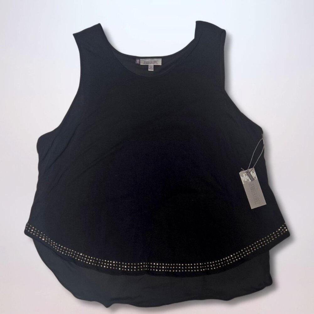Jennifer Lopez Black Gold Rhinestone Tank Top